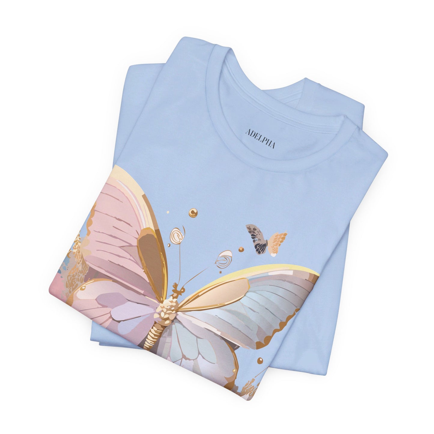 Natural Cotton Tee Shirt with Butterfly