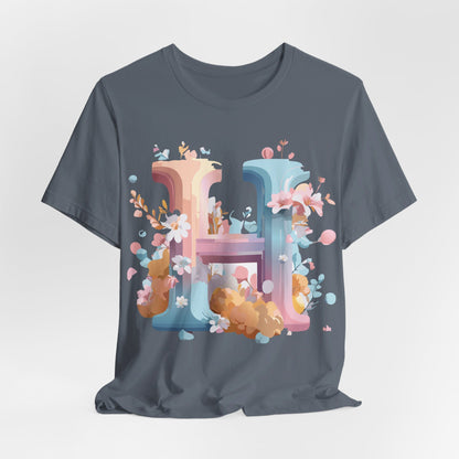 Natural Cotton Tee Shirt - Letters Collection - H Printify