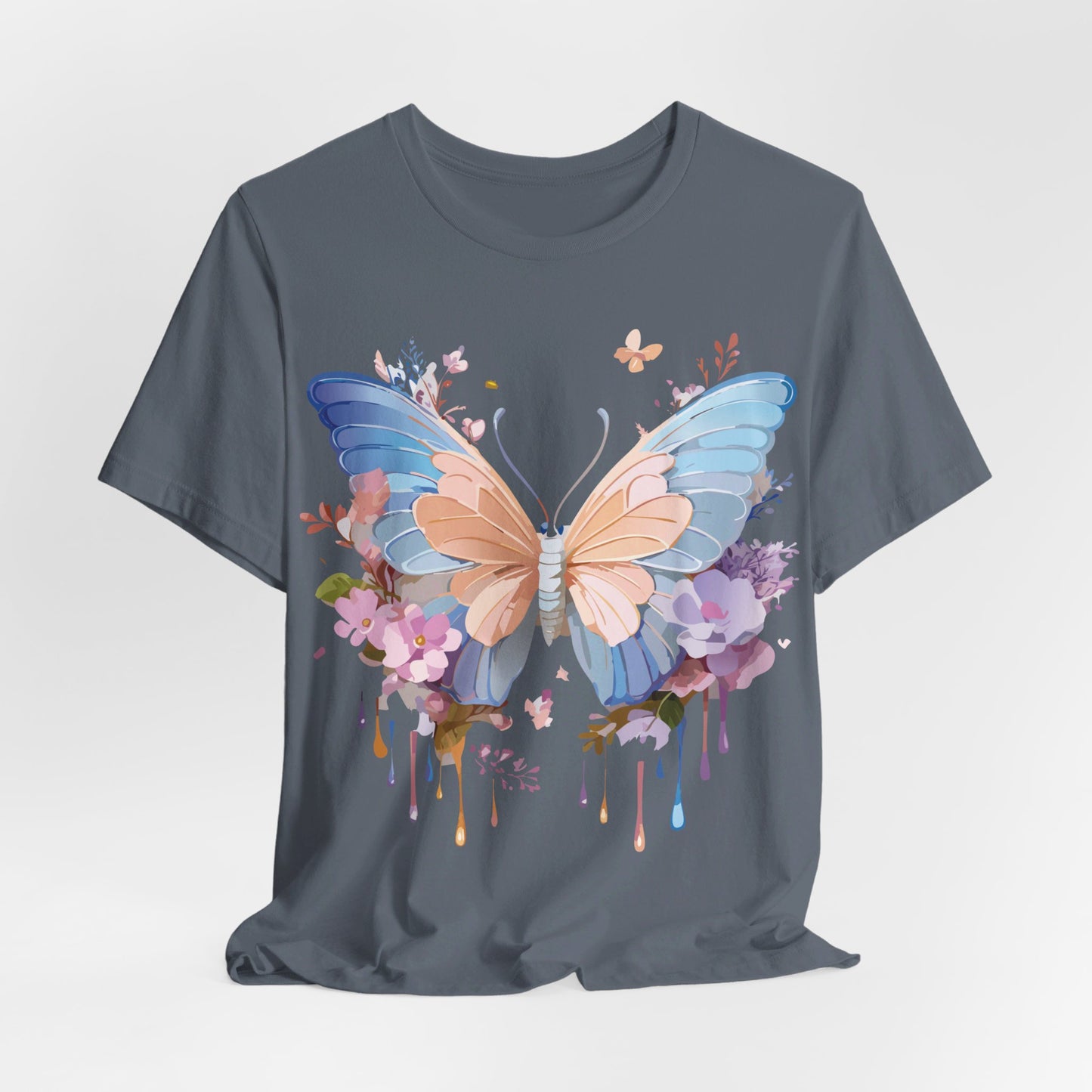 Natural Cotton Tee Shirt with Butterfly