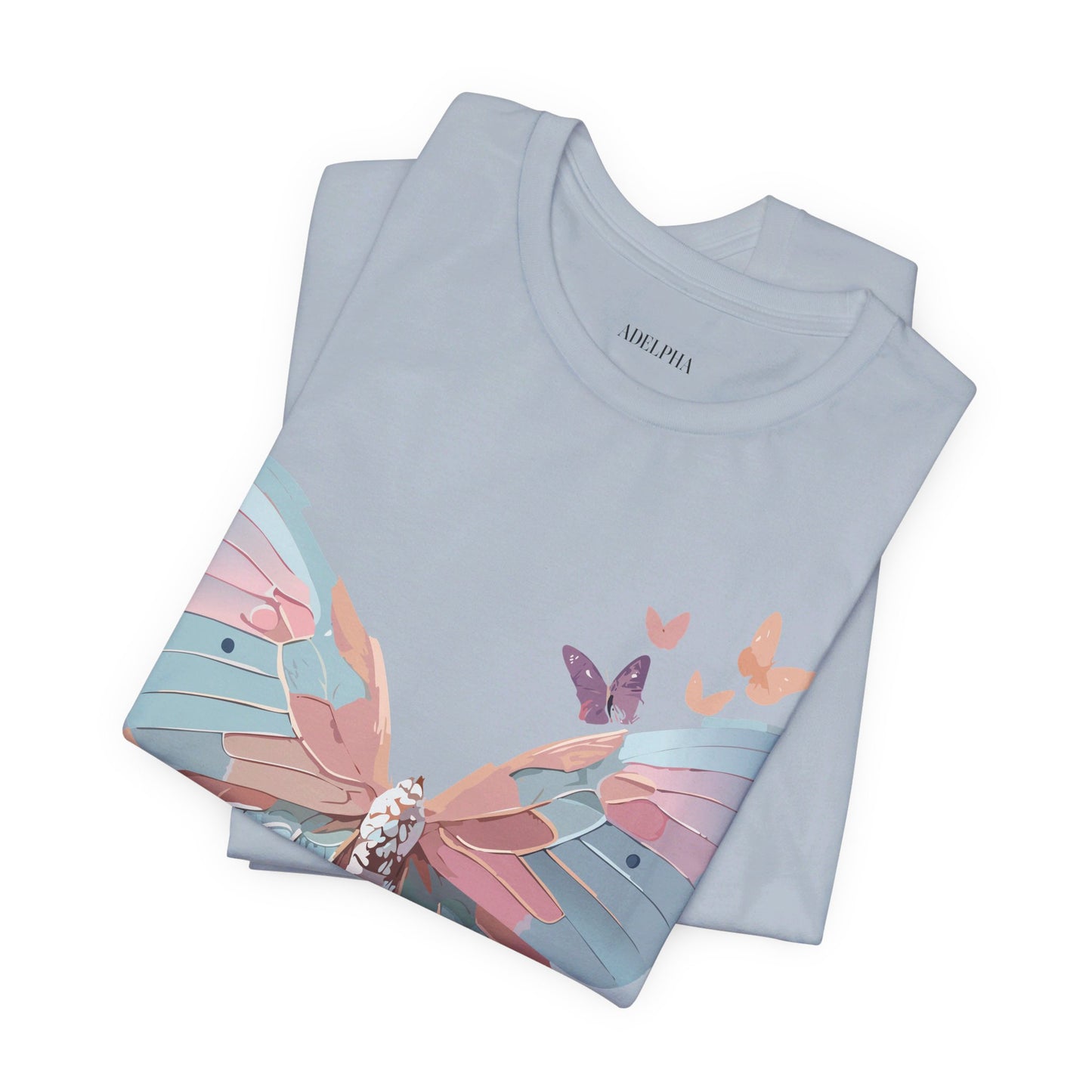 Natural Cotton Tee Shirt with Butterfly