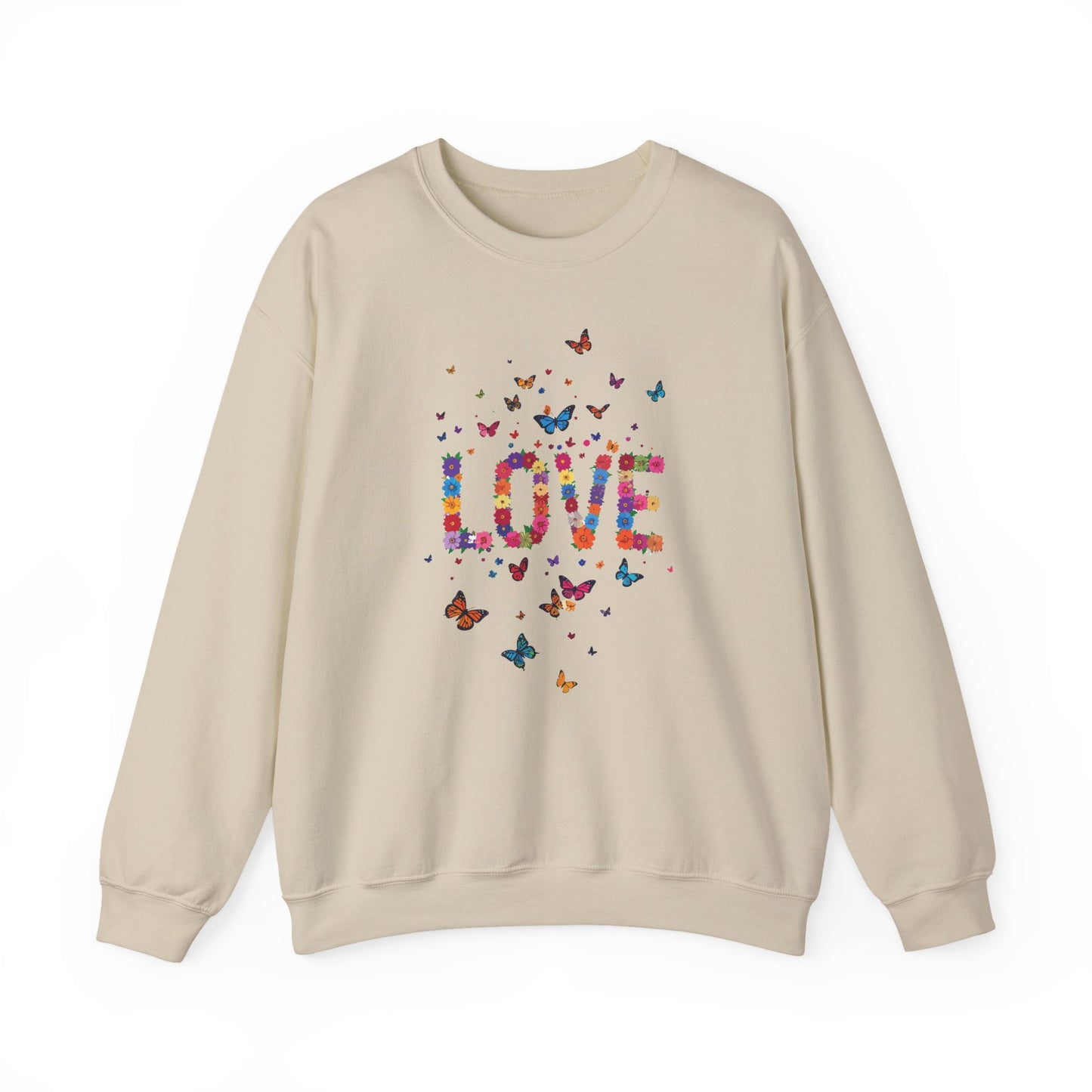 Unisex Floral Love Sweatshirt Fifty Fifty Cotton Poly Valentines Day