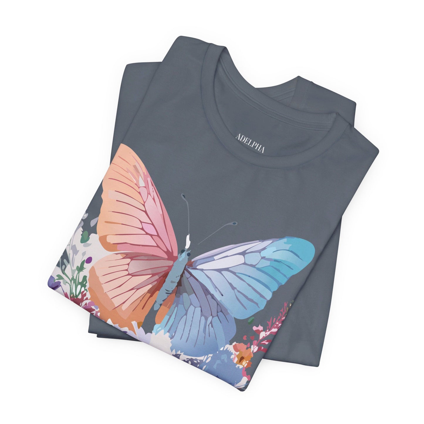 Natural Cotton Tee Shirt with Butterfly