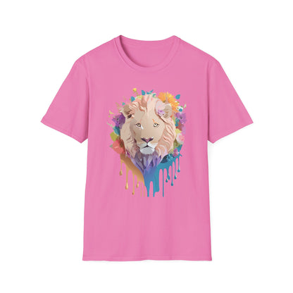 Unisex Lion Shirt Floral Lion Tee Softstyle Gildan 64000 100 Percent Cotton