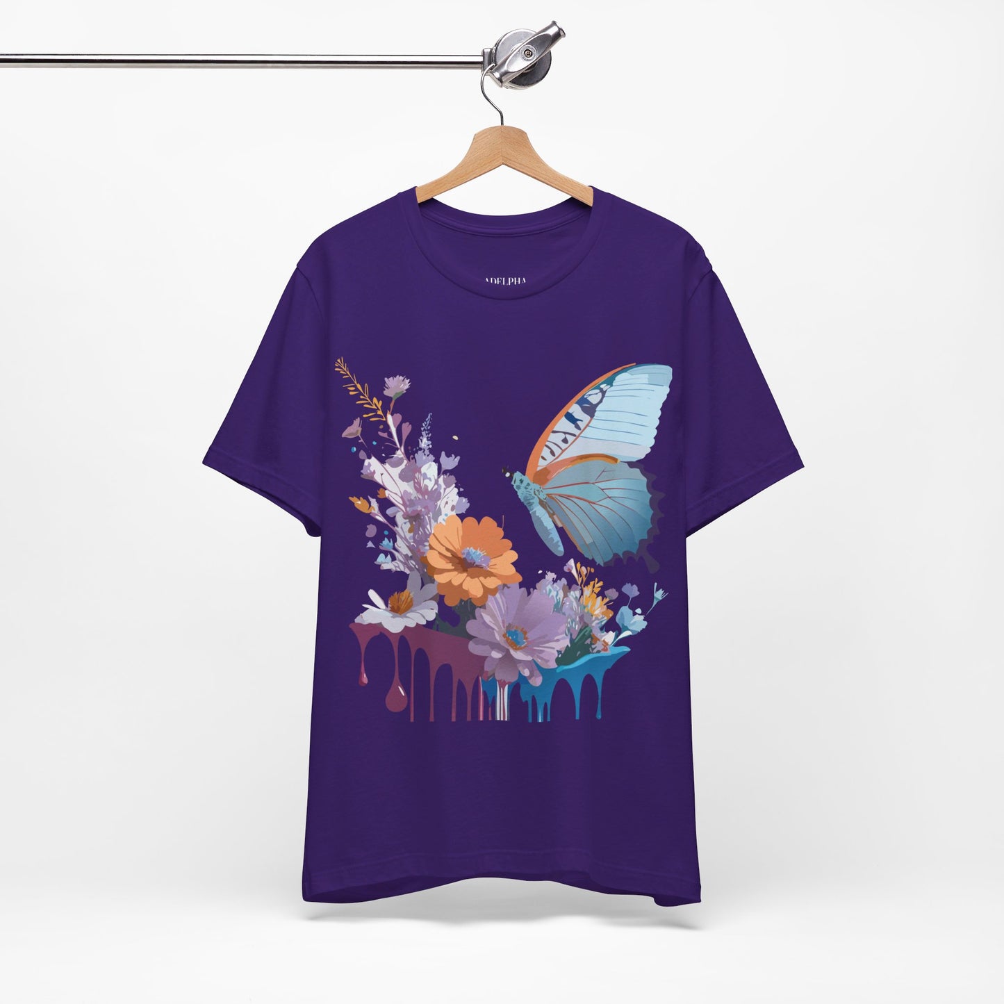 Natural Cotton Tee Shirt with Butterfly