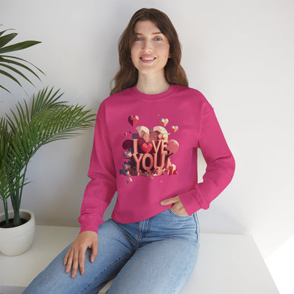 Unisex Heart Love Sweatshirt Floral Valentines Day Cotton Poly Fifty Fifty Blend
