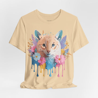 Natural Cotton Tee Shirt with Cat Printify