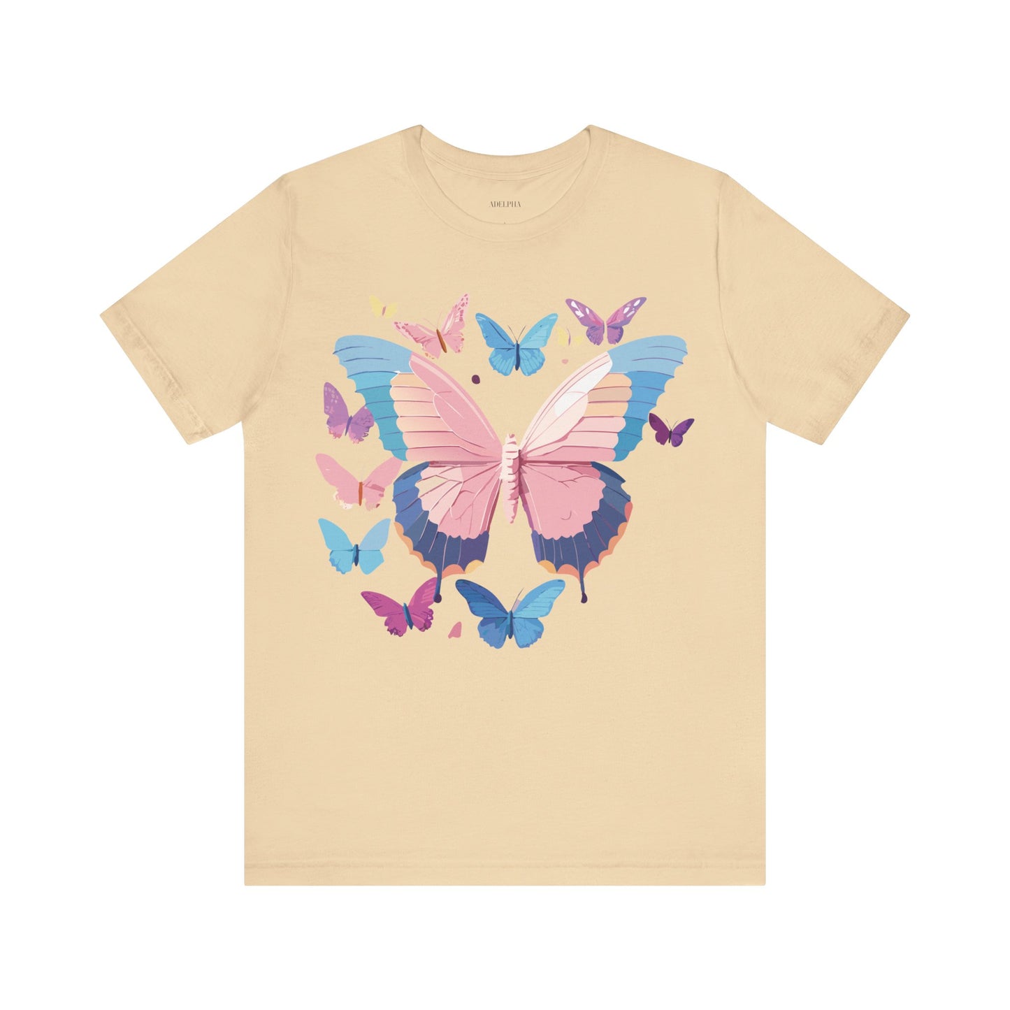 Natural Cotton Tee Shirt with Butterfly