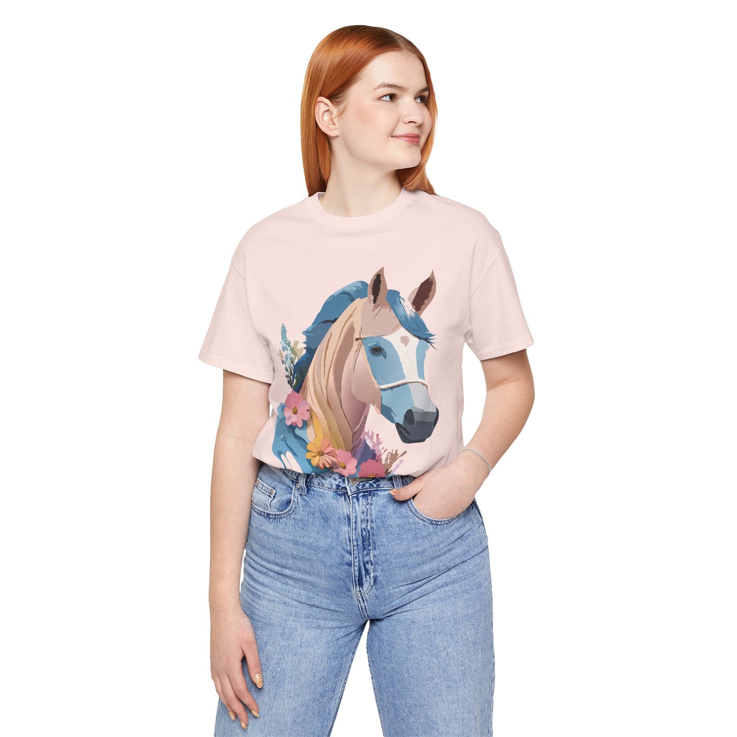 Natural Cotton Tee Shirt with Horse