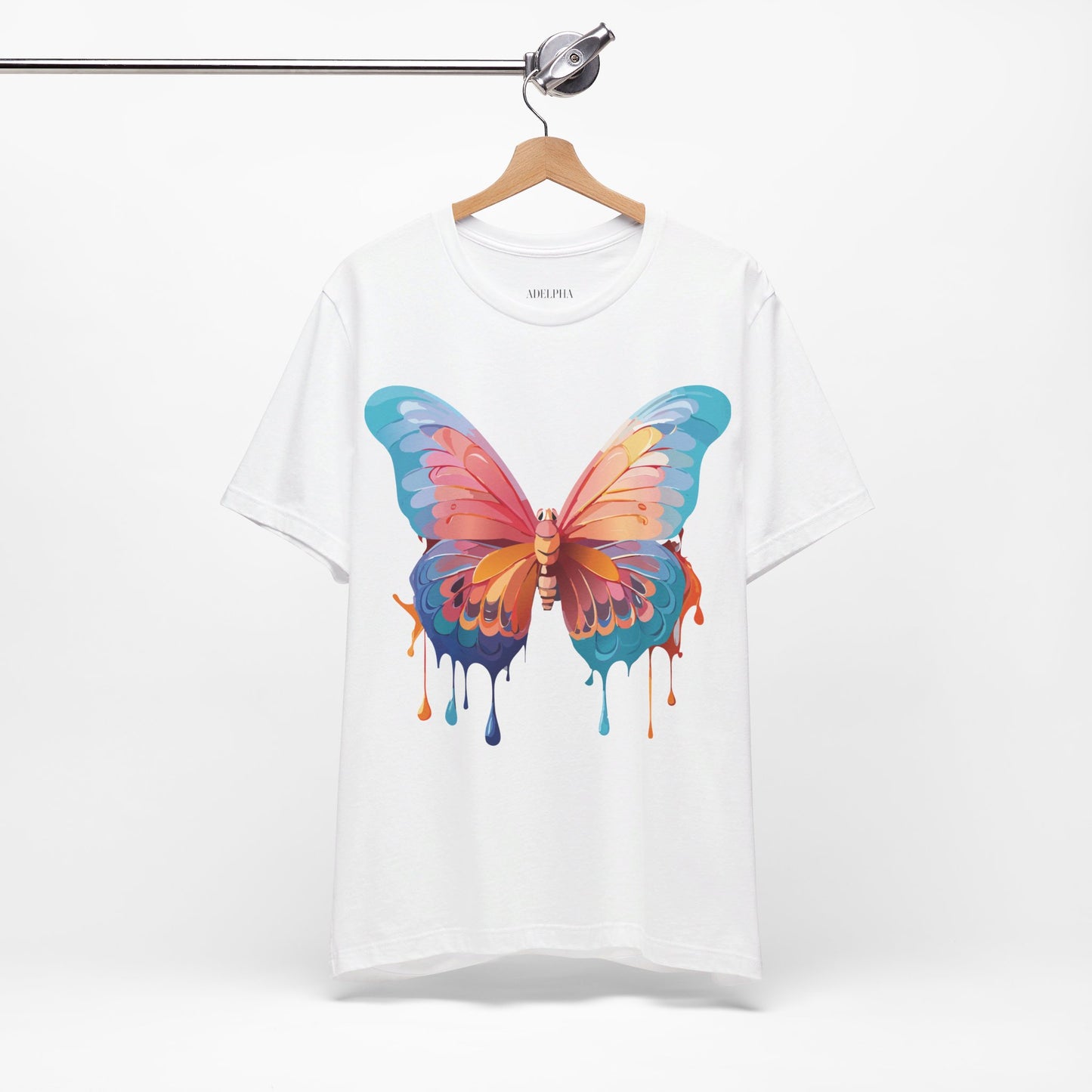 Natural Cotton Tee Shirt with Butterfly