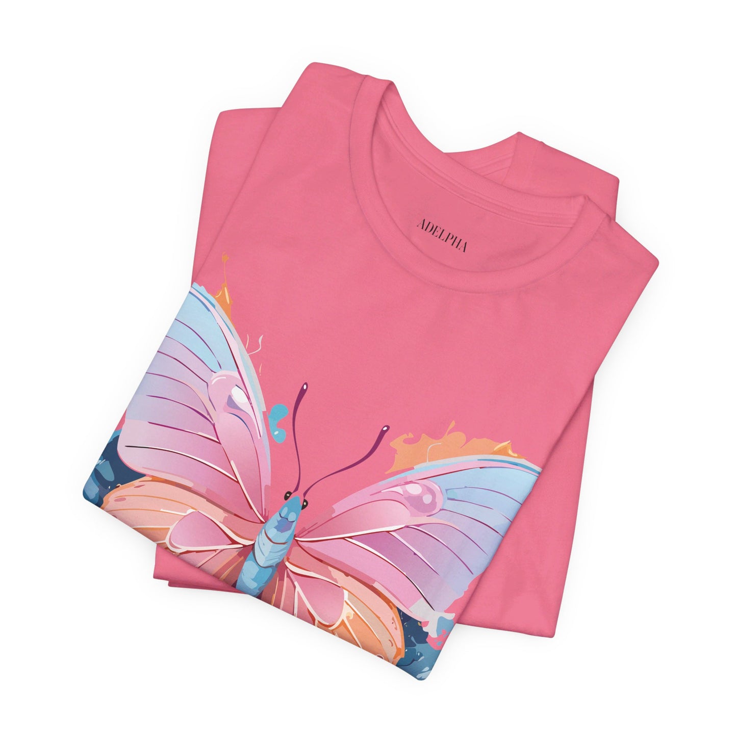 Natural Cotton Tee Shirt with Butterfly