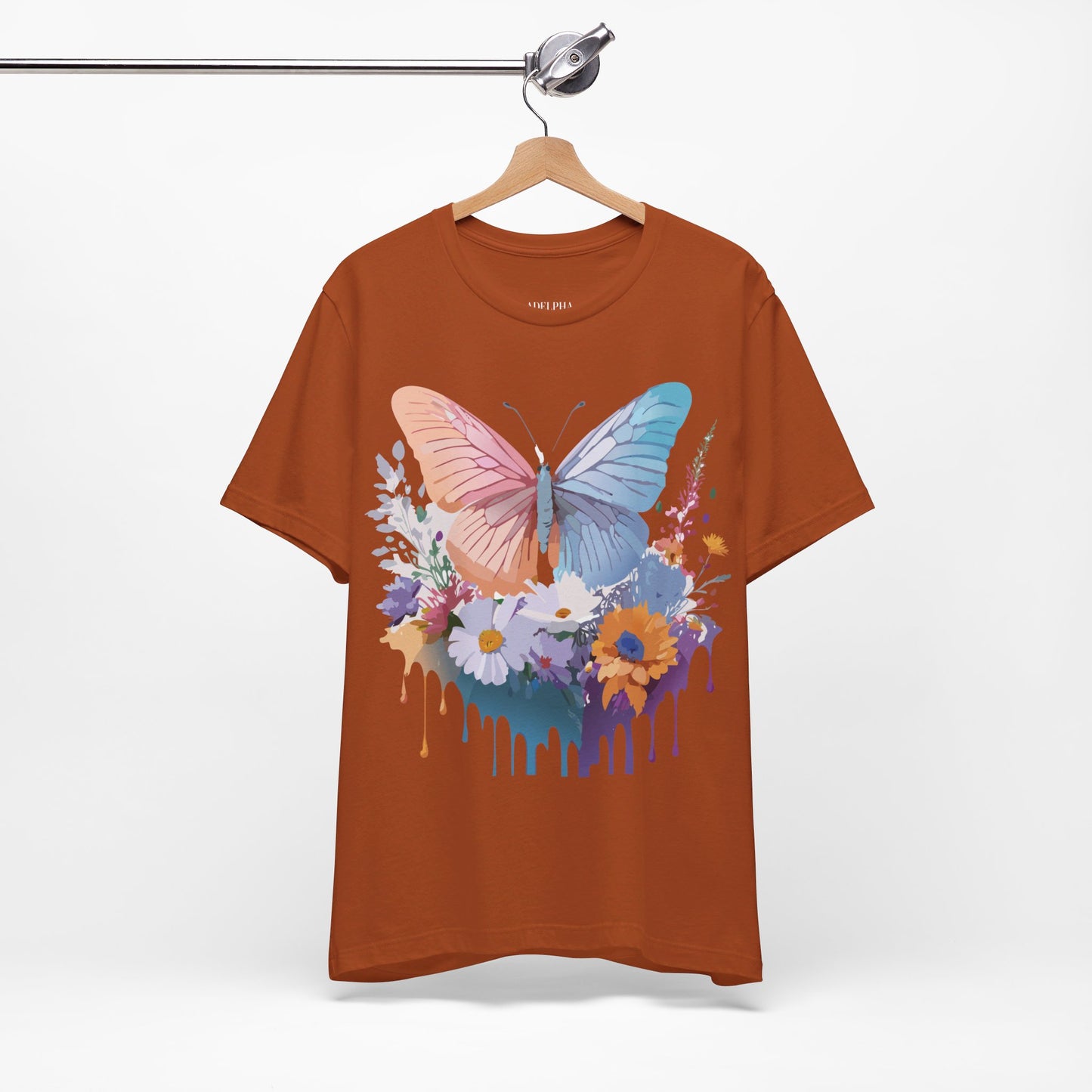 Natural Cotton Tee Shirt with Butterfly