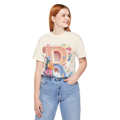 Natural Cotton Tee Shirt - Letters Collection - R Printify