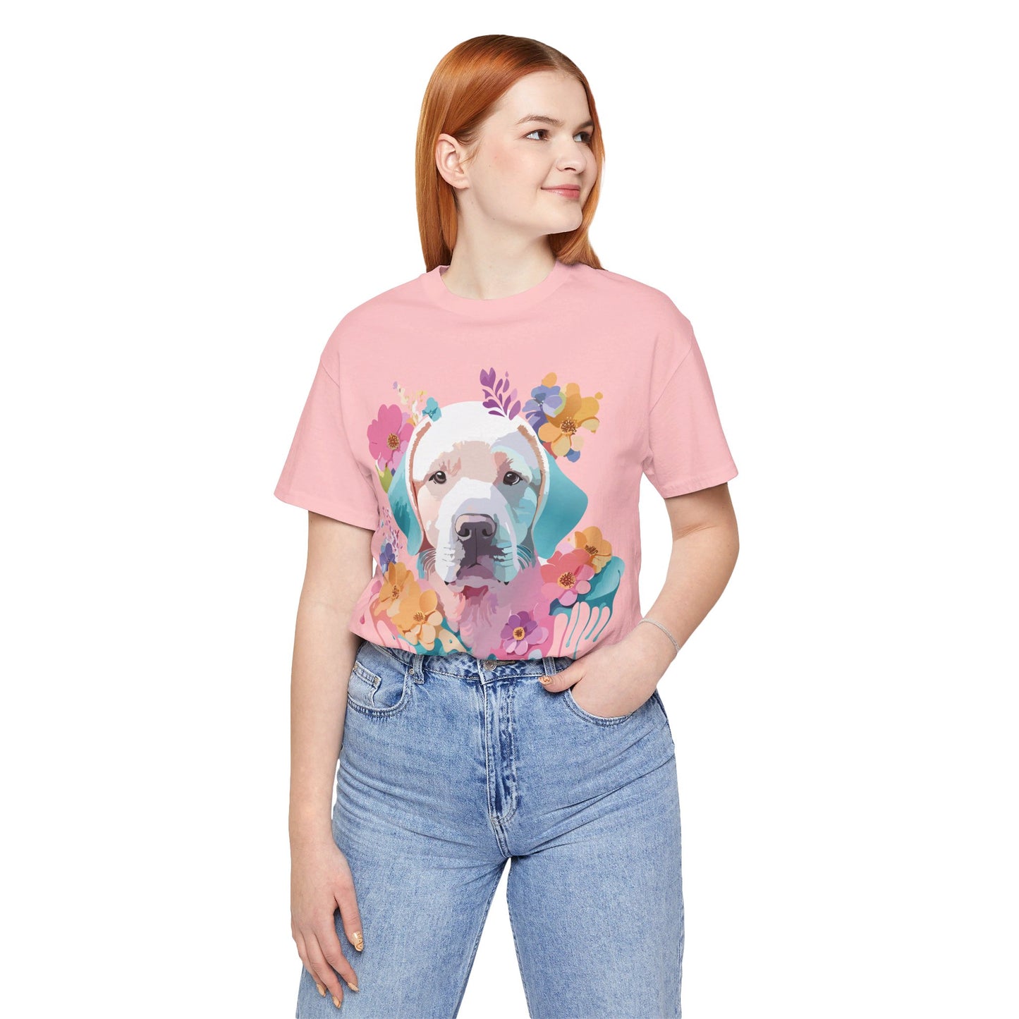 T-Shirt aus natürlicher Baumwolle mit Hund