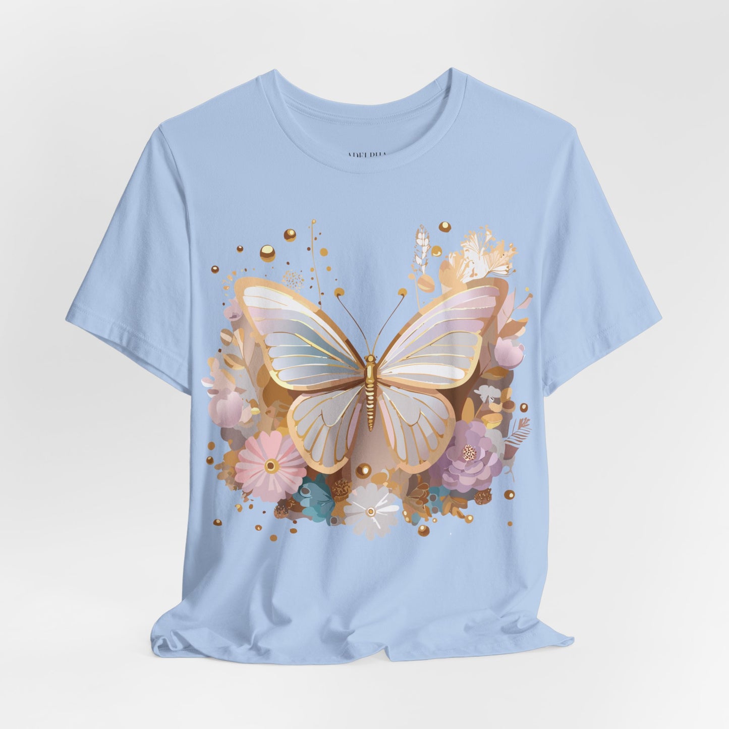 Natural Cotton Tee Shirt with Butterfly