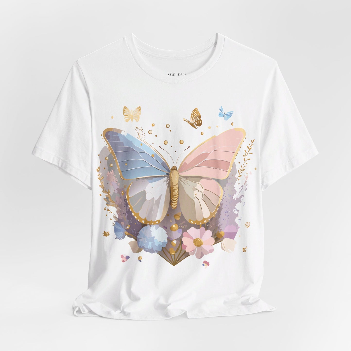 Natural Cotton Tee Shirt with Butterfly