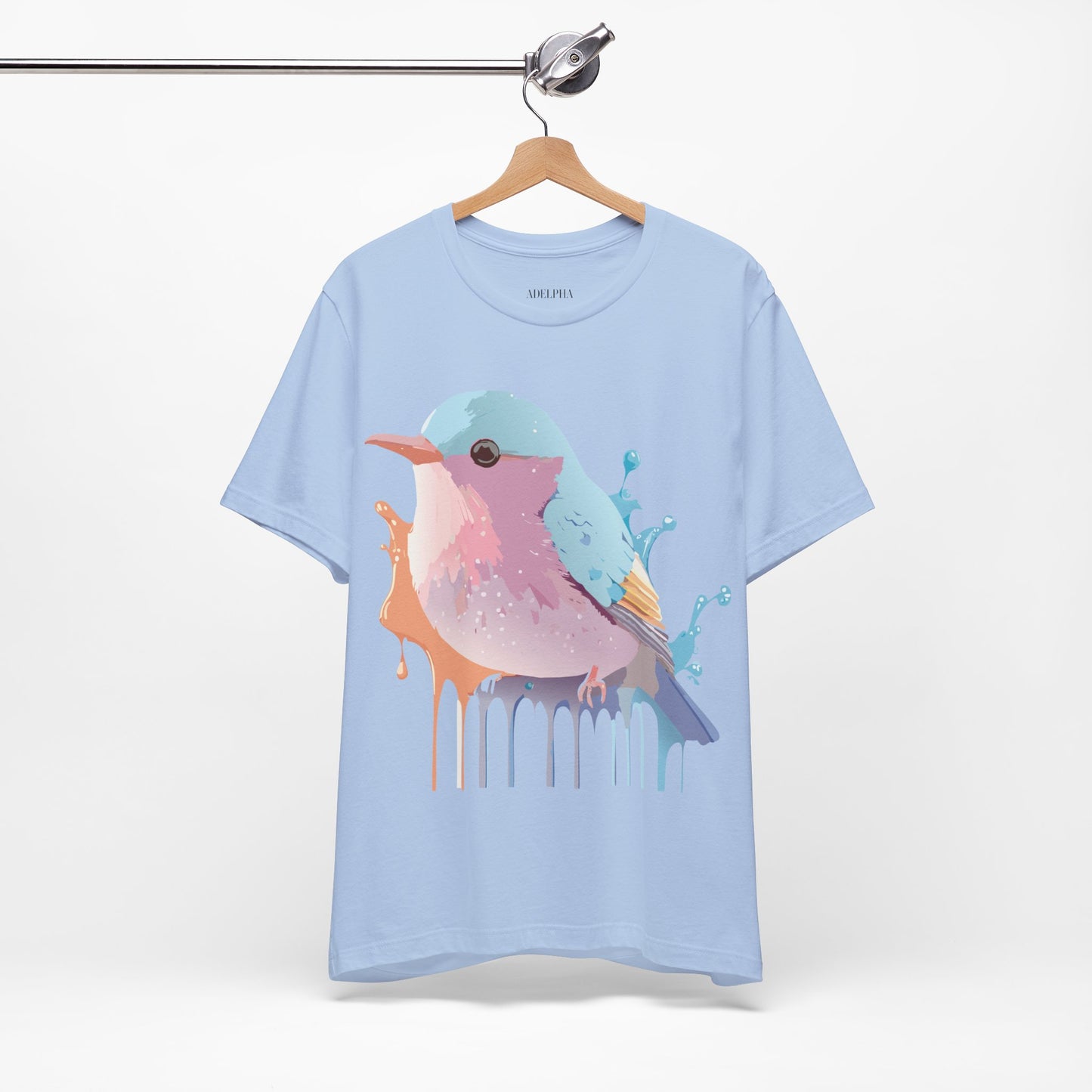 Natural Cotton Tee Shirt with Bird