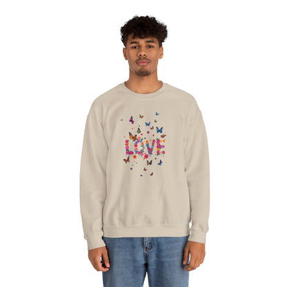 Unisex Floral Love Butterfly Sweatshirt 50 50 Cotton Poly Valentines Day