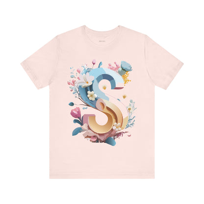 Natural Cotton Tee Shirt - Letters Collection - S Printify
