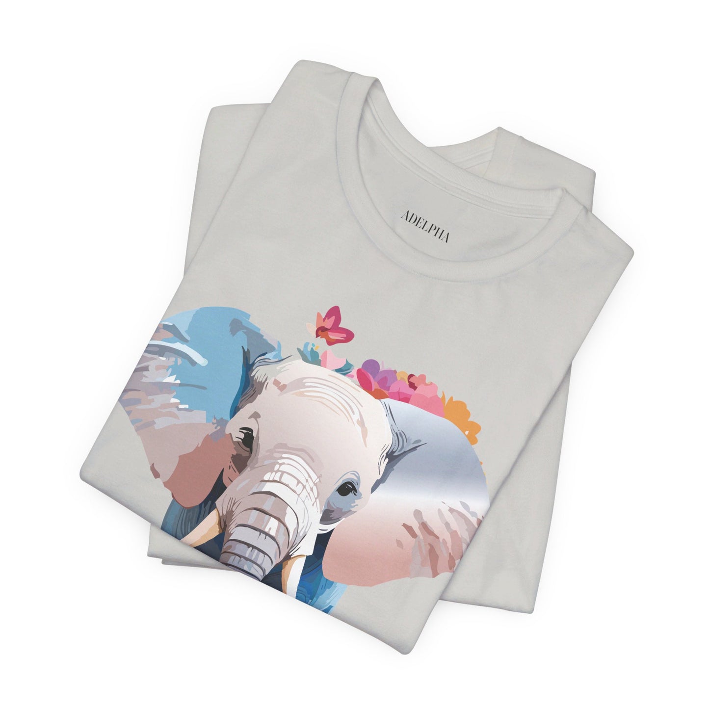 T-shirt en coton naturel avec motif éléphant