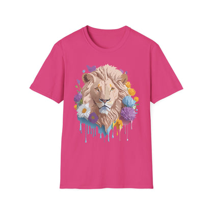 Lion Shirt Unisex Floral Lion Tee Gildan Softstyle 64000 Short Sleeve