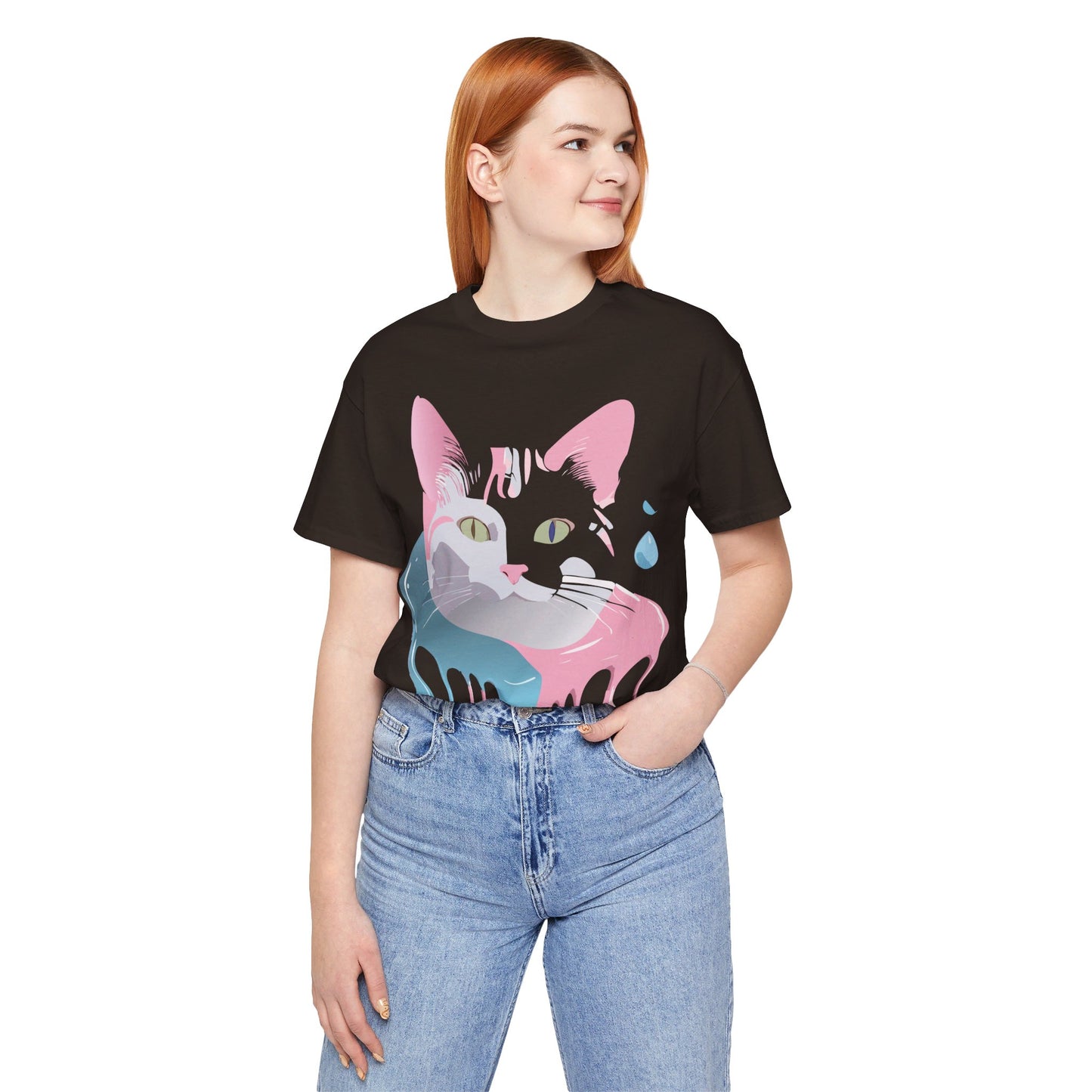 Natural Cotton Tee Shirt with Cat