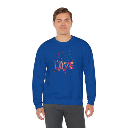 Unisex Floral Love Butterfly Sweatshirt 50 50 Cotton Poly Valentines Day