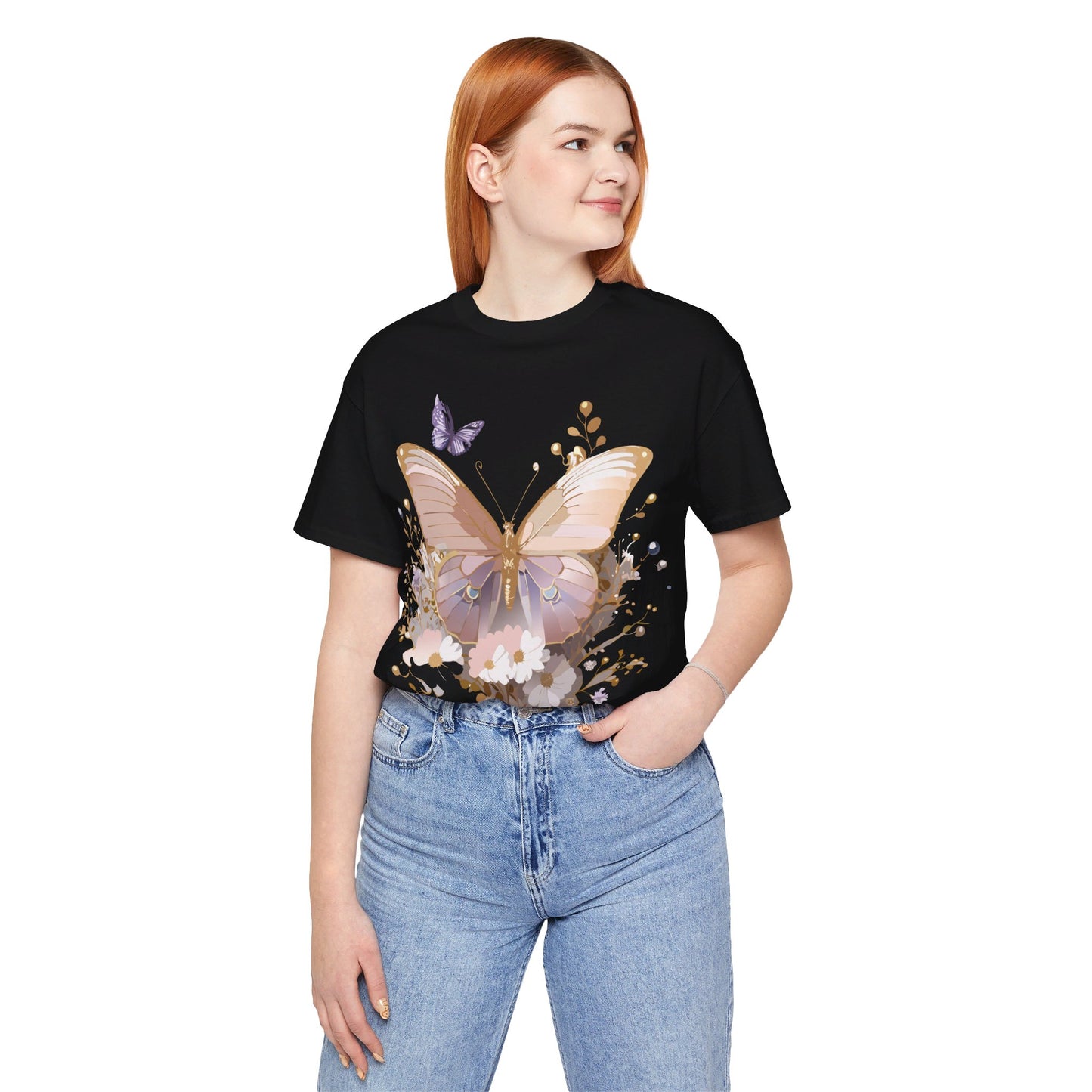 T-shirt en coton naturel avec papillon