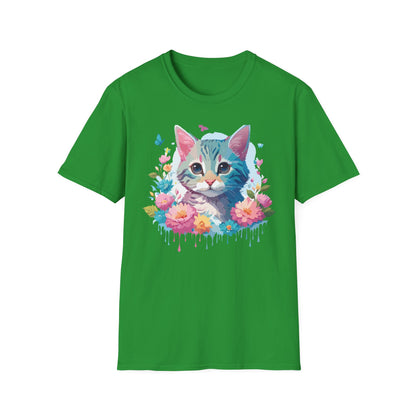 Cat Shirt Unisex Tee Kitten Cat Tee Softstyle 100 Percent Cotton Gildan 64000