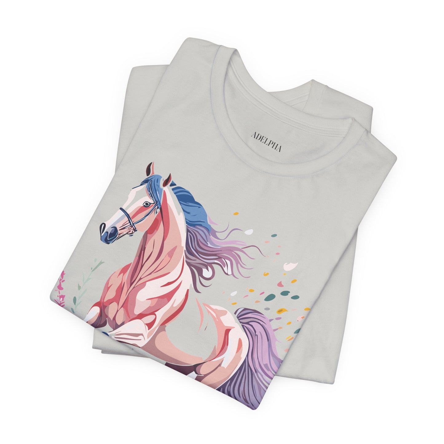 Natural Cotton Tee Shirt with Horse