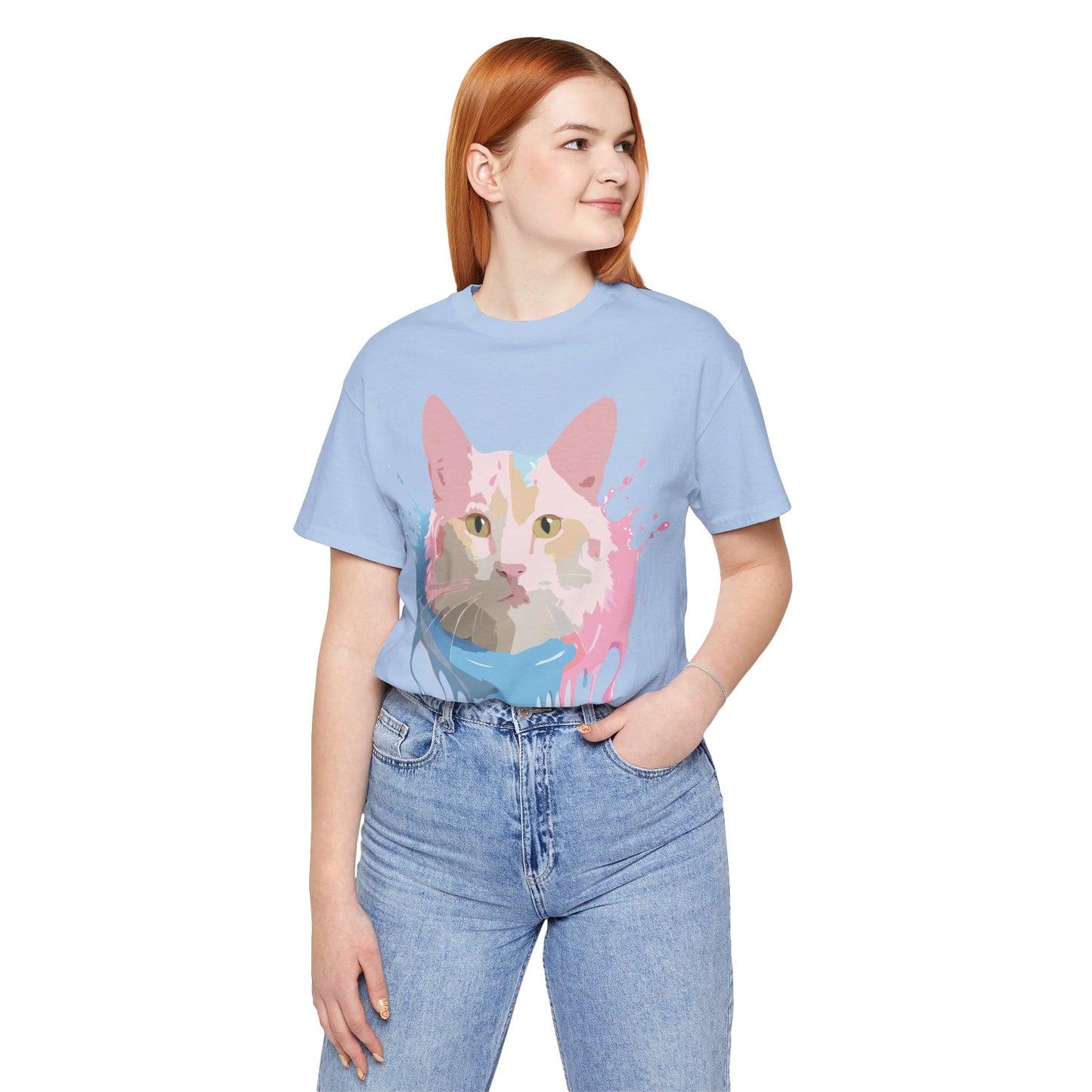 Natural Cotton Tee Shirt with Cat