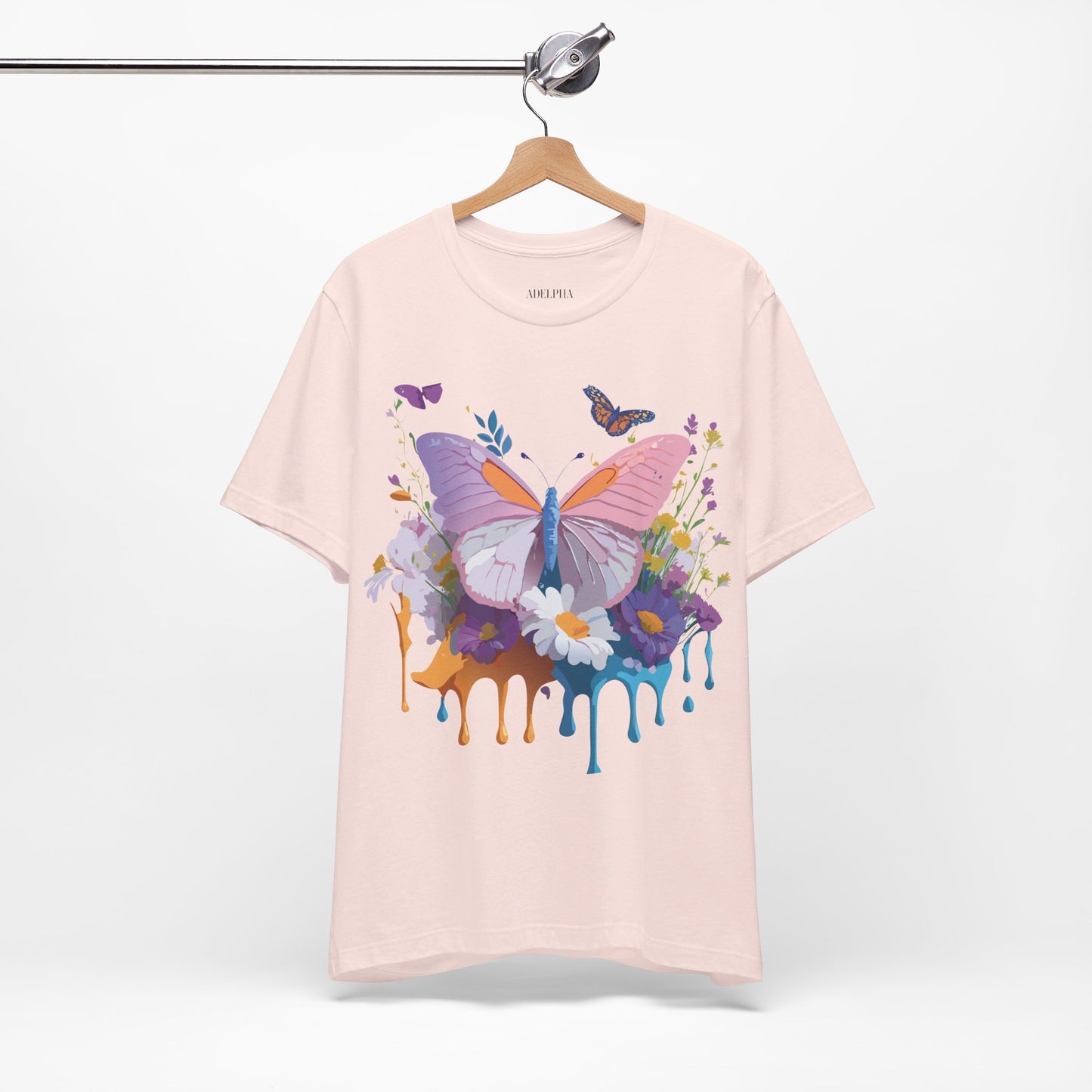 Natural Cotton Tee Shirt with Butterfly