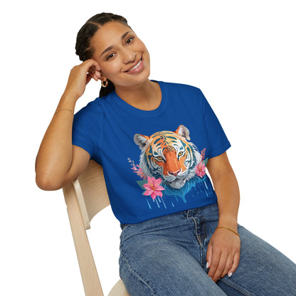Tiger Unisex Softstyle T Shirt 100 Percent Cotton Gildan 64000 Animal Tee