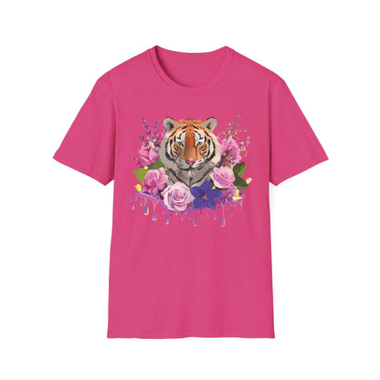 Tiger Print Shirt Unisex Animal Tee Softstyle Gildan 64000 Cotton