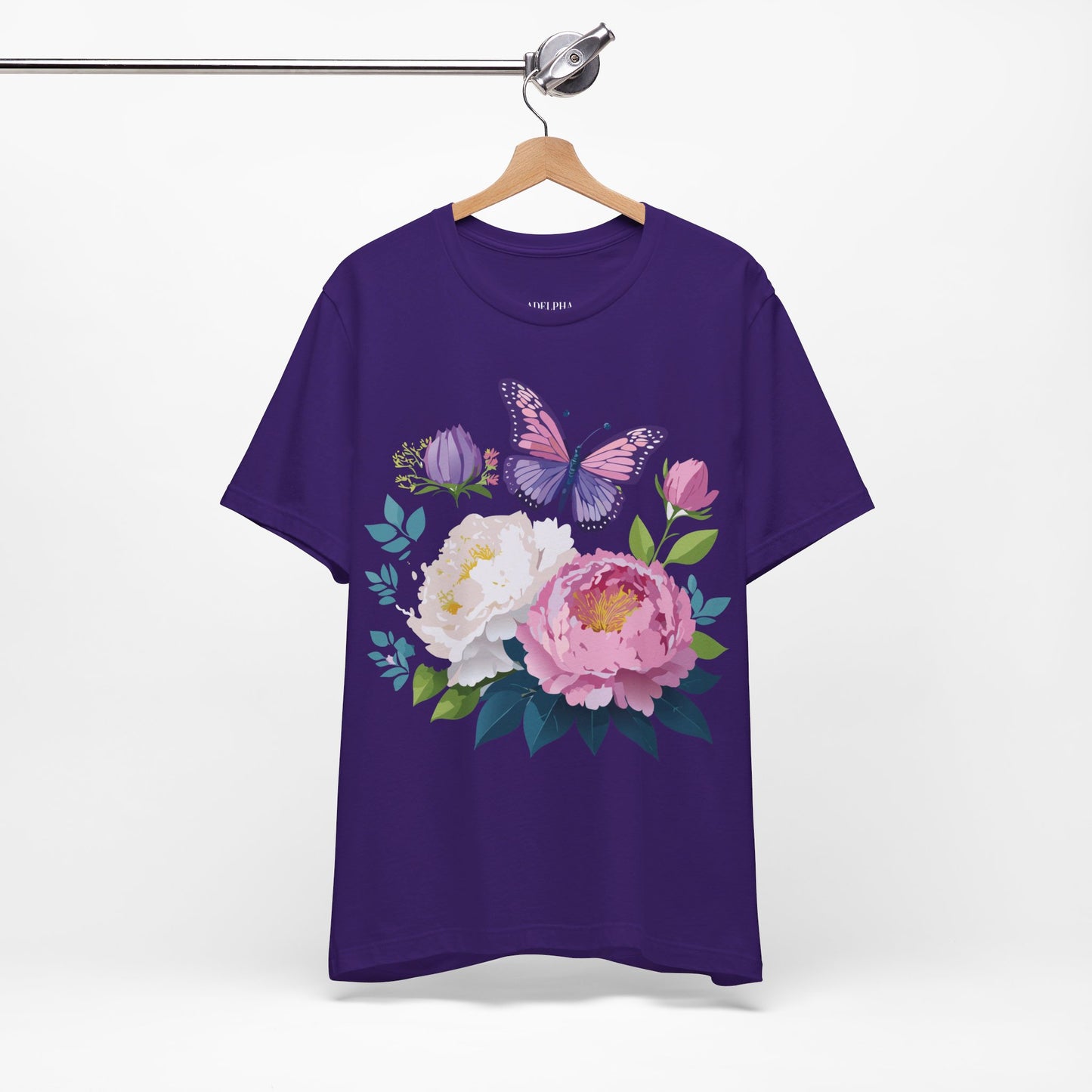 T-shirt en coton naturel avec fleurs