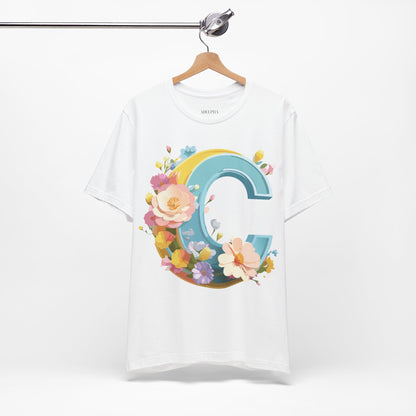 Natural Cotton Tee Shirt - Letters Collection - C Printify