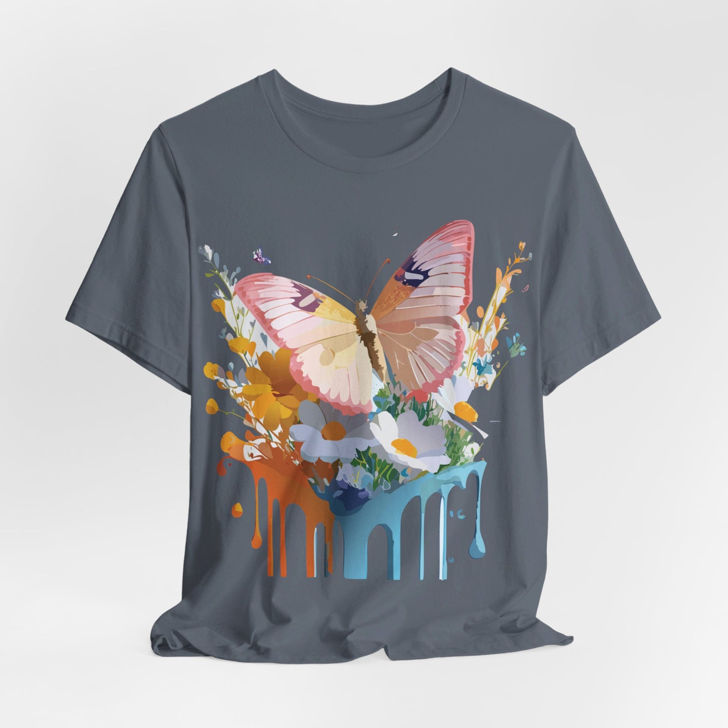 Natural Cotton Tee Shirt with Butterfly