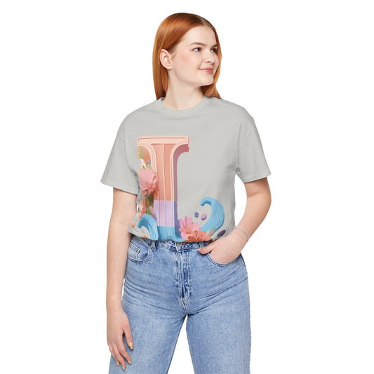 Natural Cotton Tee Shirt - Letters Collection - L Printify