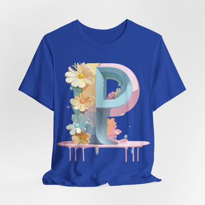 Natural Cotton Tee Shirt - Letters Collection - P Printify