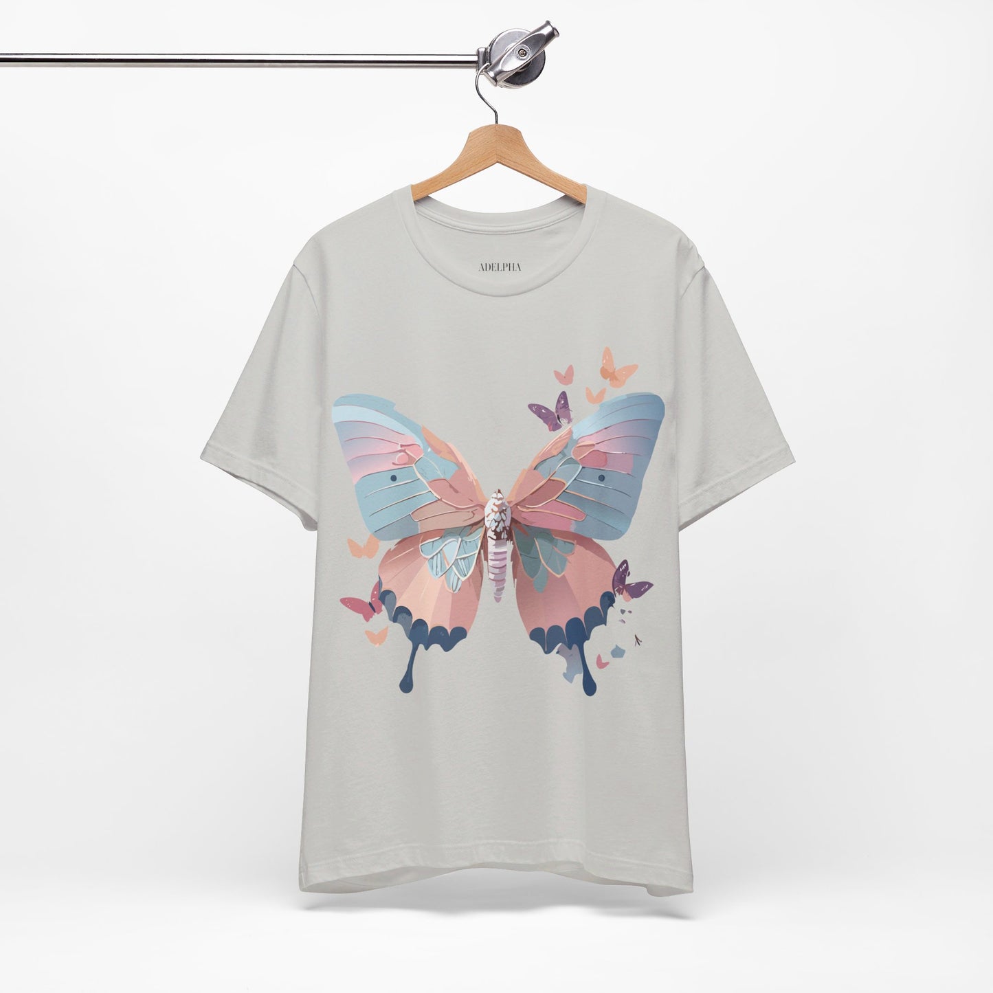 Natural Cotton Tee Shirt with Butterfly