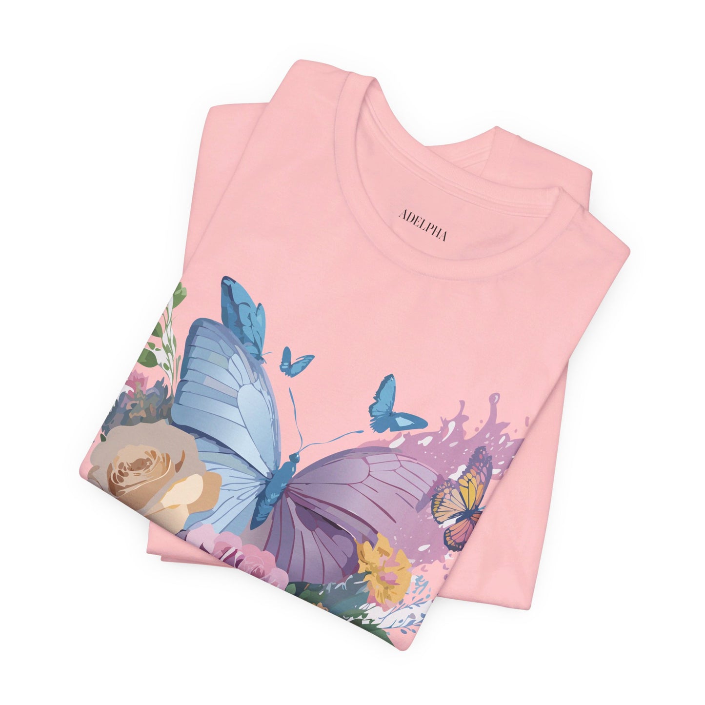 Natural Cotton Tee Shirt with Butterfly