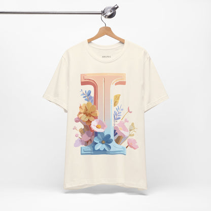Natural Cotton Tee Shirt - Letters Collection - I Printify