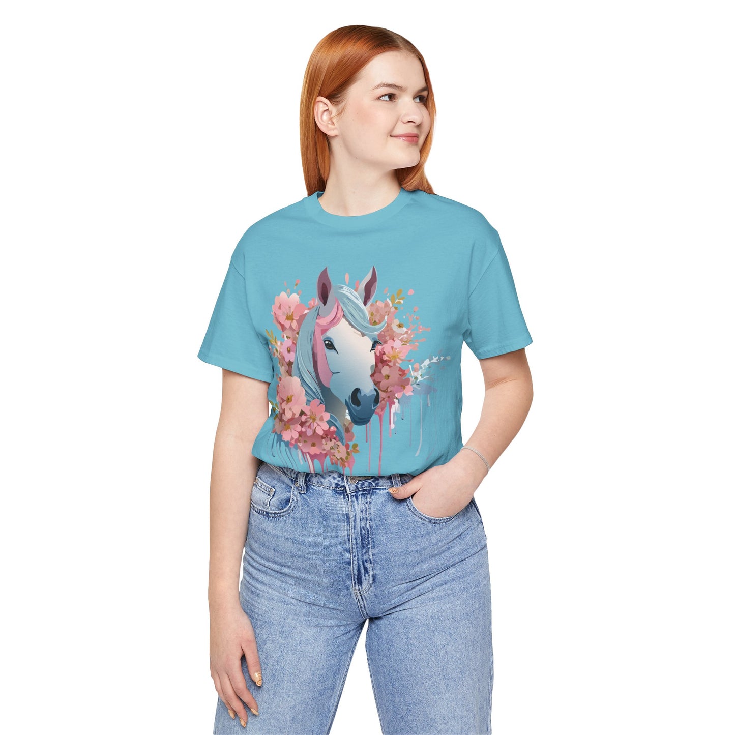 Natural Cotton Tee Shirt with Horse