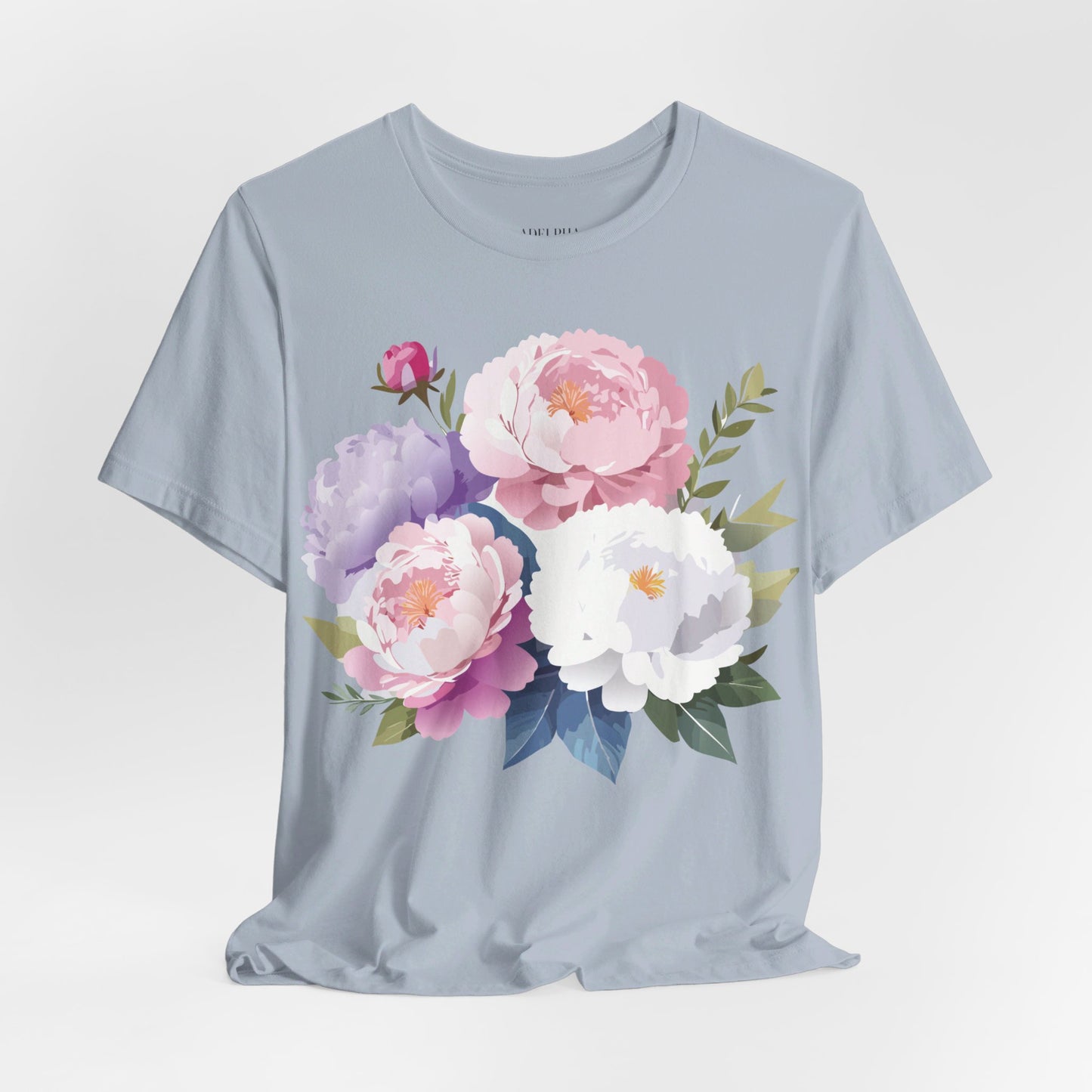 Natural Cotton Tee Shirt with Flowers