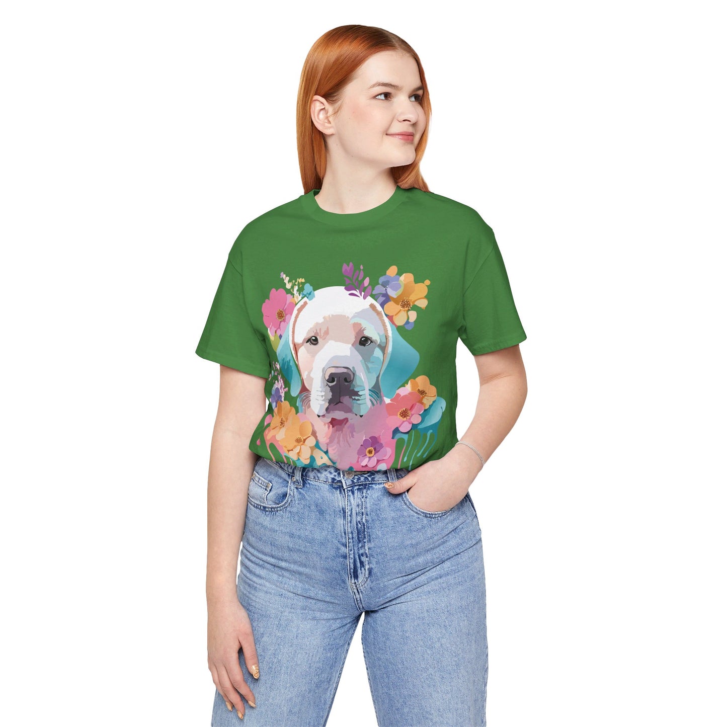 Natural Cotton Tee Shirt with Dog