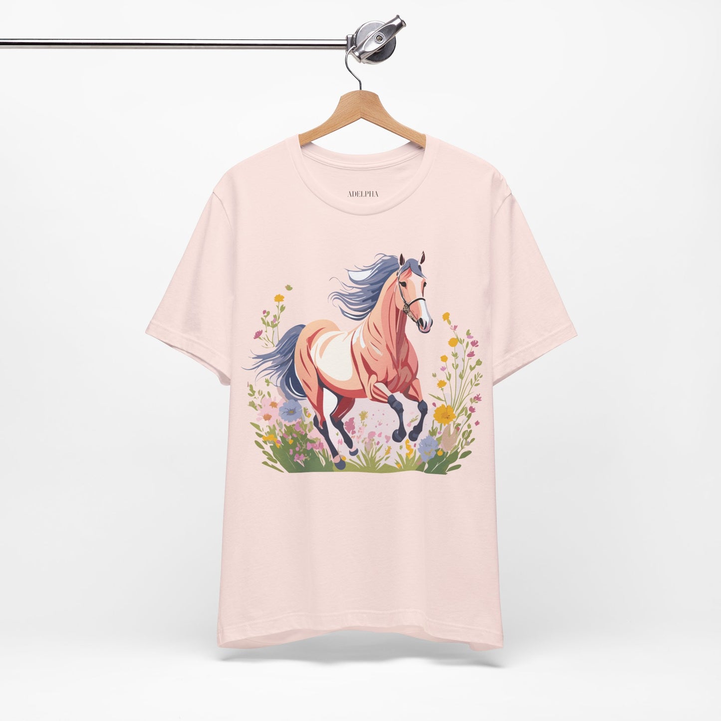 Natural Cotton Tee Shirt with Horse