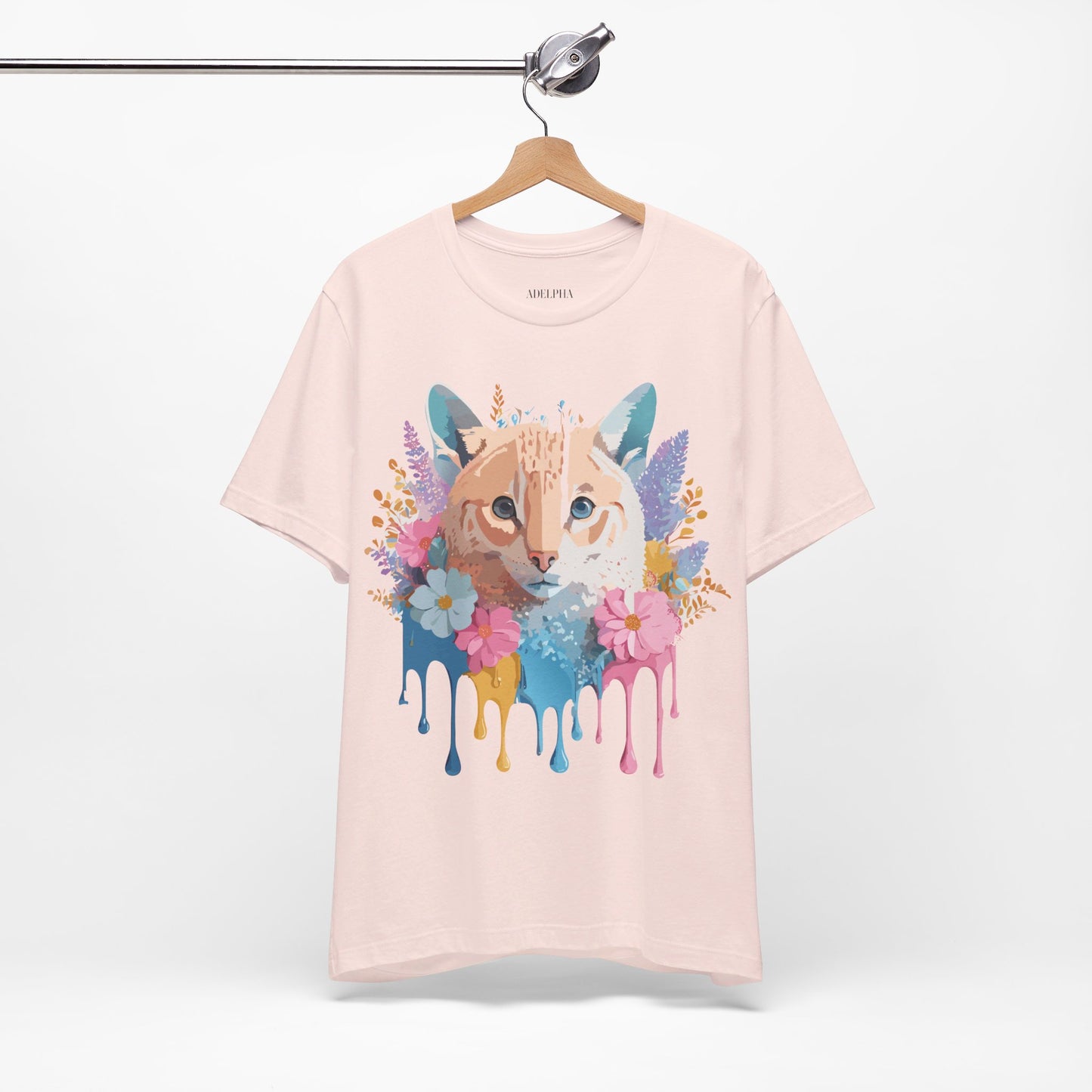 Natural Cotton Tee Shirt with Cat