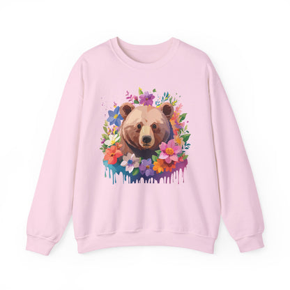 Unisex Floral Bear Sweatshirt Art Design Animals Print Sweatshirt Collection