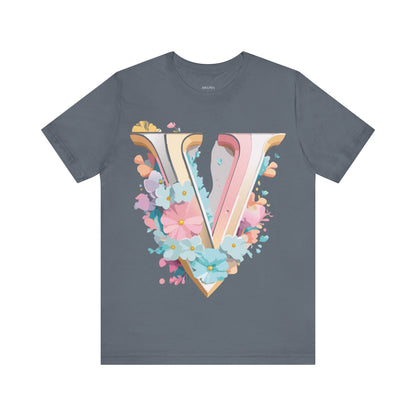 Natural Cotton Tee Shirt - Letters Collection - V Printify