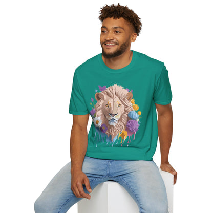 Lion Shirt Unisex Floral Lion Tee Gildan Softstyle 64000 Short Sleeve