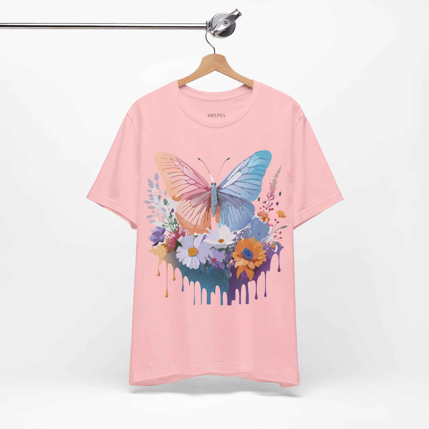 Natural Cotton Tee Shirt with Butterfly